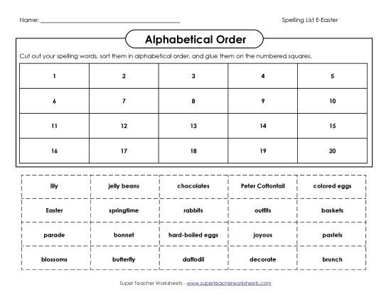 Alphabetical Order - Alphabetical Order Cut-Glue (Easter)