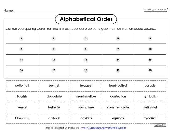 Alphabetical Order - Alphabetical Order: Cut-Glue (Easter) Alphabetical Order - Alphabetical Order: Cut-Glue (Easter)