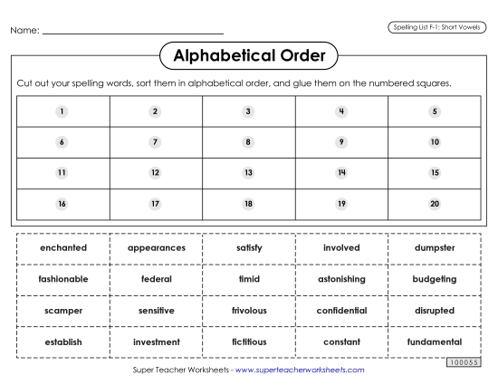 Alphabetical Order - Alphabetical Order: Cut-Glue (F-1) 