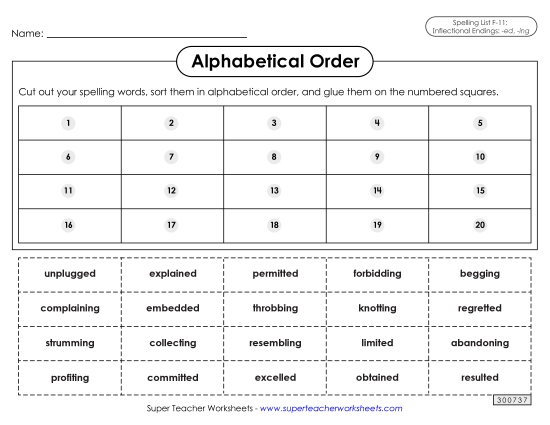 Alphabetical Order - Alphabetical Order: Cut-Glue (F-11)