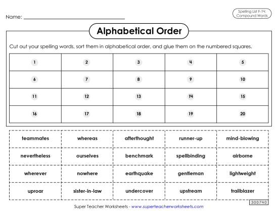 Alphabetical Order - Alphabetical Order: Cut-Glue (F-14)
