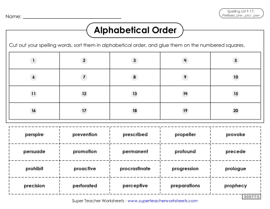 Alphabetical Order - Alphabetical Order: Cut-Glue (F-17)