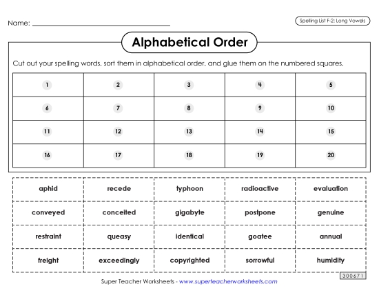 Alphabetical Order - Alphabetical Order: Cut-Glue (F-2)