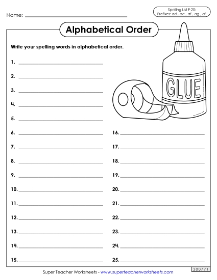Alphabetical Order - Alphabetical Order: Cut-Glue (F-20)