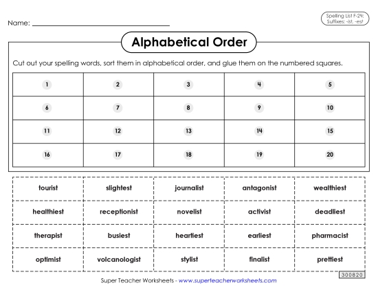 Alphabetical Order - Alphabetical Order: Cut-Glue (F-24) 