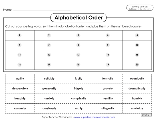 Alphabetical Order - Alphabetical Order: Cut-Glue (F-25)