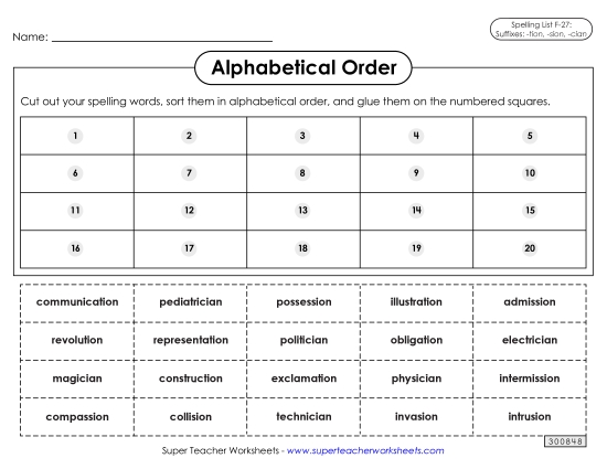 Alphabetical Order - Alphabetical Order: Cut-Glue (F-27) 