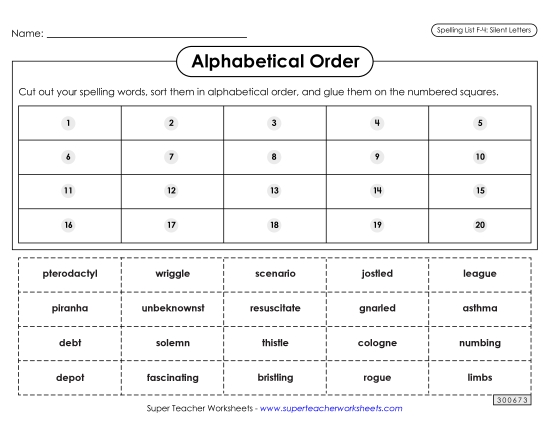 Alphabetical Order - Alphabetical Order: Cut-Glue (F-4)