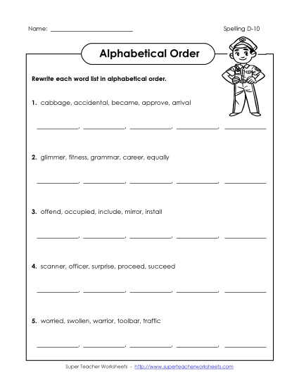 Alphabetical Order - Alphabetical Order (D-10)
