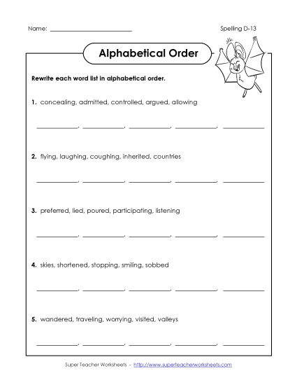 Alphabetical Order - Alphabetical Order (D-13) Alphabetical Order - Alphabetical Order (D-13)