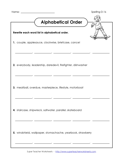 Alphabetical Order - Alphabetical Order (D-16)