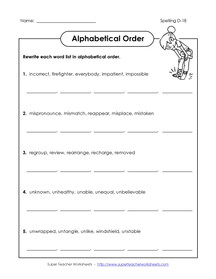 Alphabetical Order - Alphabetical Order (D-18)