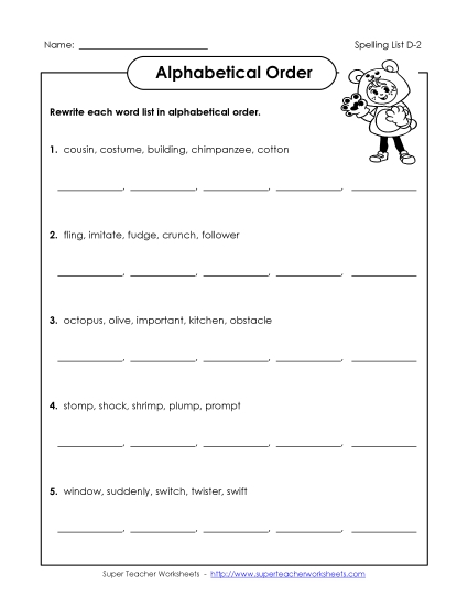 Alphabetical Order - Alphabetical Order (D-2)