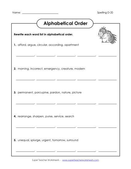 Alphabetical Order - Alphabetical Order (D-20) Alphabetical Order - Alphabetical Order (D-20)