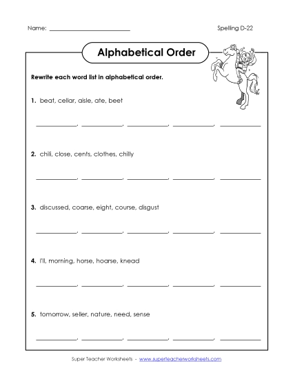 Alphabetical Order - Alphabetical Order (D-22) Alphabetical Order - Alphabetical Order (D-22)