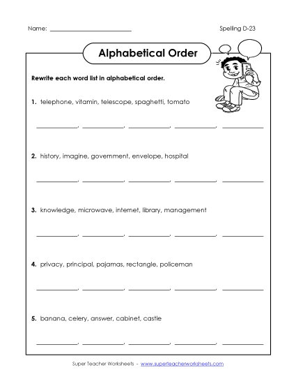 Alphabetical Order - Alphabetical Order: D-23