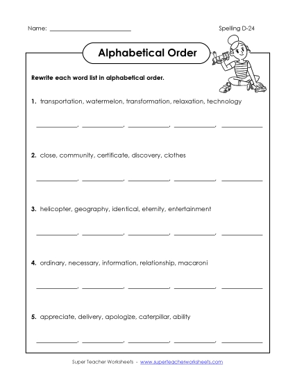 Alphabetical Order - Alphabetical Order (D-24) Alphabetical Order - Alphabetical Order (D-24)