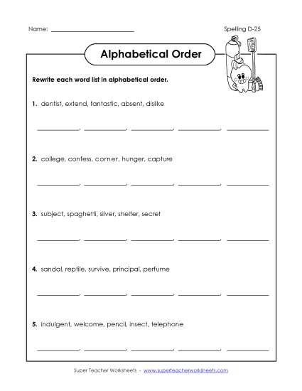 Alphabetical Order - Alphabetical Order (D-25)