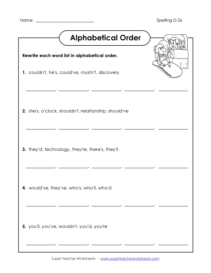 Alphabetical Order - Alphabetical Order (D-26)