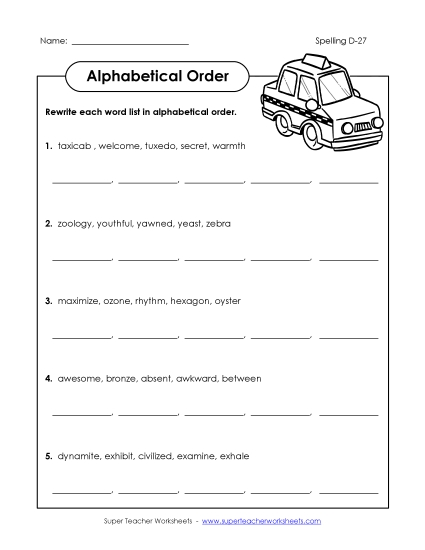 Alphabetical Order - Alphabetical Order (D-27) Alphabetical Order - Alphabetical Order (D-27)