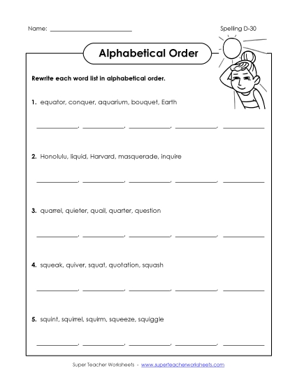 Alphabetical Order - Alphabetical Order (D-30) Alphabetical Order - Alphabetical Order (D-30)