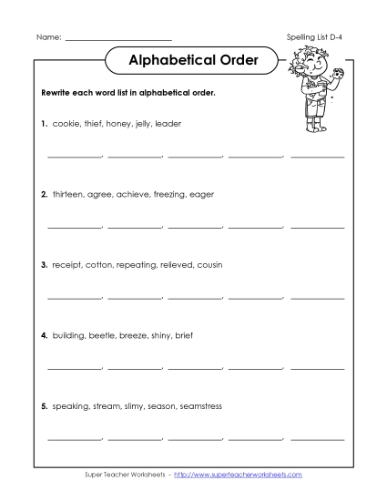 Alphabetical Order - Alphabetical Order (D-4)