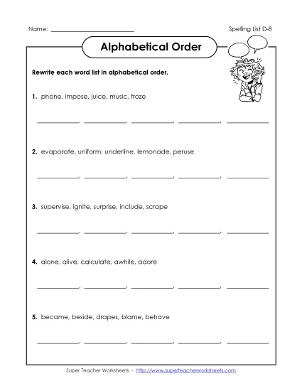 Alphabetical Order - Alphabetical Order (D-8)