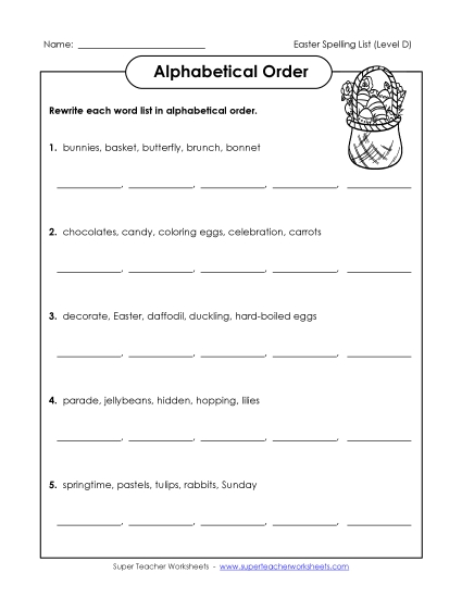 Alphabetical Order - Alphabetical Order (D-Easter) Alphabetical Order - Alphabetical Order (D-Easter)