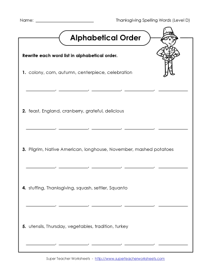 Alphabetical Order - Alphabetical Order (D-Thanksgiving) Alphabetical Order - Alphabetical Order (D-Thanksgiving)