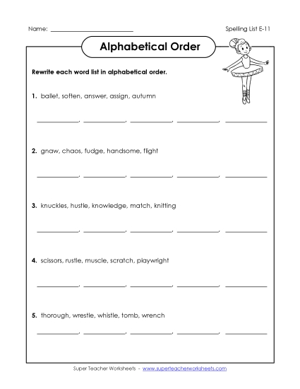 Alphabetical Order - Alphabetical Order (E-11)