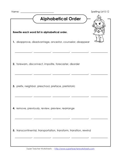 Alphabetical Order - Alphabetical Order (E-12)