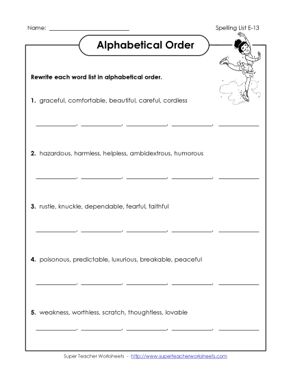 Alphabetical Order - Alphabetical Order (E-13)