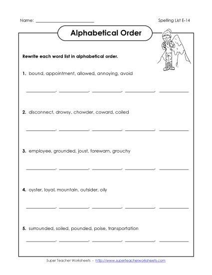 Alphabetical Order - Alphabetical Order (E-14) Alphabetical Order - Alphabetical Order (E-14)