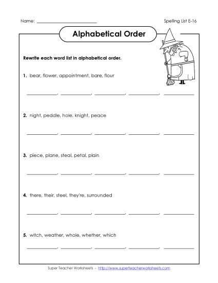 Alphabetical Order - Alphabetical Order (E-16) 