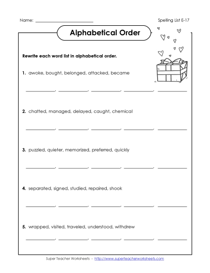 Alphabetical Order - Alphabetical Order (E-17)