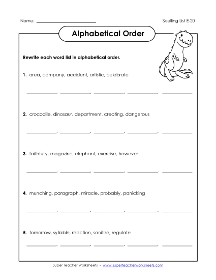 Alphabetical Order - Alphabetical Order (E-20) Alphabetical Order - Alphabetical Order (E-20)