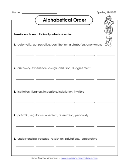 Alphabetical Order - Alphabetical Order (E-21)