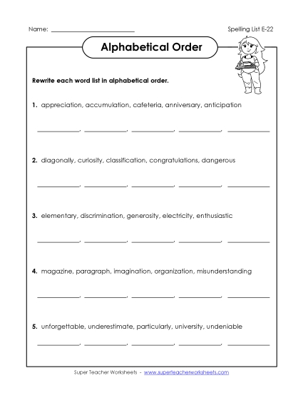 Alphabetical Order - Alphabetical Order (E-22)