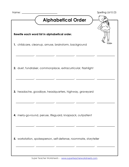 Alphabetical Order - Alphabetical Order (E-25)