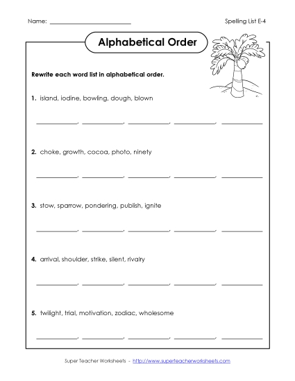 Alphabetical Order - Alphabetical Order (E-4) Alphabetical Order - Alphabetical Order (E-4)