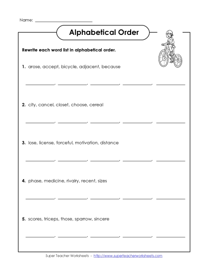 Alphabetical Order - Alphabetical Order (E-6)