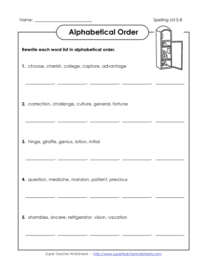 Alphabetical Order - Alphabetical Order (E-8) Alphabetical Order - Alphabetical Order (E-8)