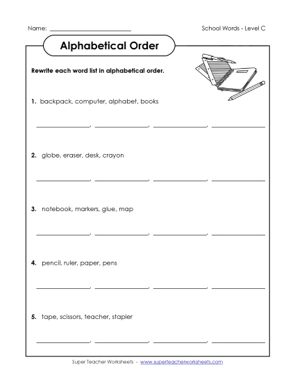 ABC Order - Alphabetical Order Groups (C-School Words) ABC Order - Alphabetical Order Groups (C-School Words)