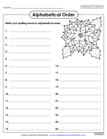 Alphabetical Order - Alphabetical Order: Whole List (Christmas)
