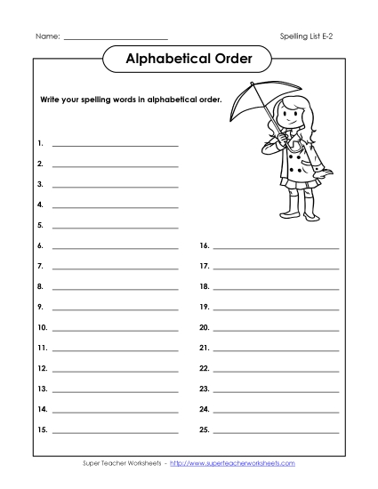 Alphabetical Order - Alphabetical Order: Whole List (E-2) Alphabetical Order - Alphabetical Order: Whole List (E-2)