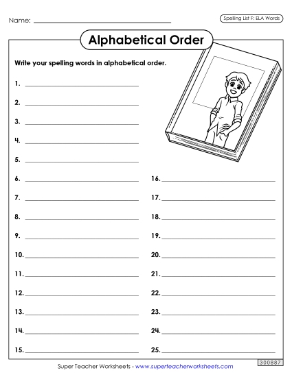 Alphabetical Order - Alphabetical Order: Whole List (ELA)