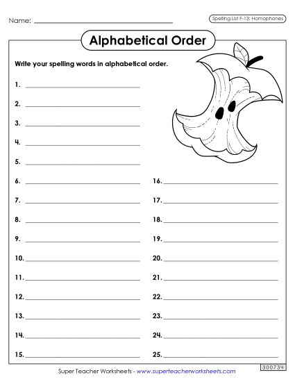 Alphabetical Order - Alphabetical Order: Whole List (F-13) Alphabetical Order - Alphabetical Order: Whole List (F-13)