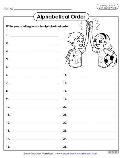 Alphabetical Order - Alphabetical Order: Whole List (F-14)