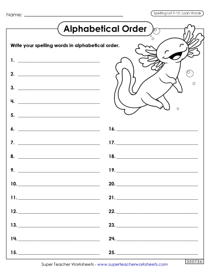 Alphabetical Order - Alphabetical Order: Whole List (F-15) Alphabetical Order - Alphabetical Order: Whole List (F-15)