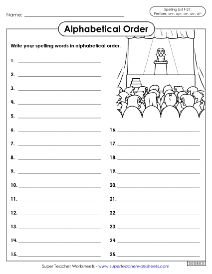 Alphabetical Order - Alphabetical Order: Whole List (F-21) Alphabetical Order - Alphabetical Order: Whole List (F-21)